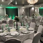 banquet room setup with rounds